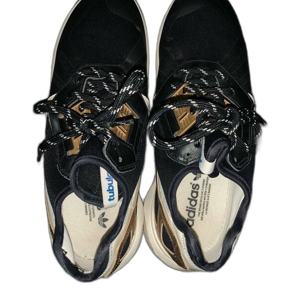 Adidas Originals Tubular Runner Black Gold White Mens Trainers - Picture 6 of 7